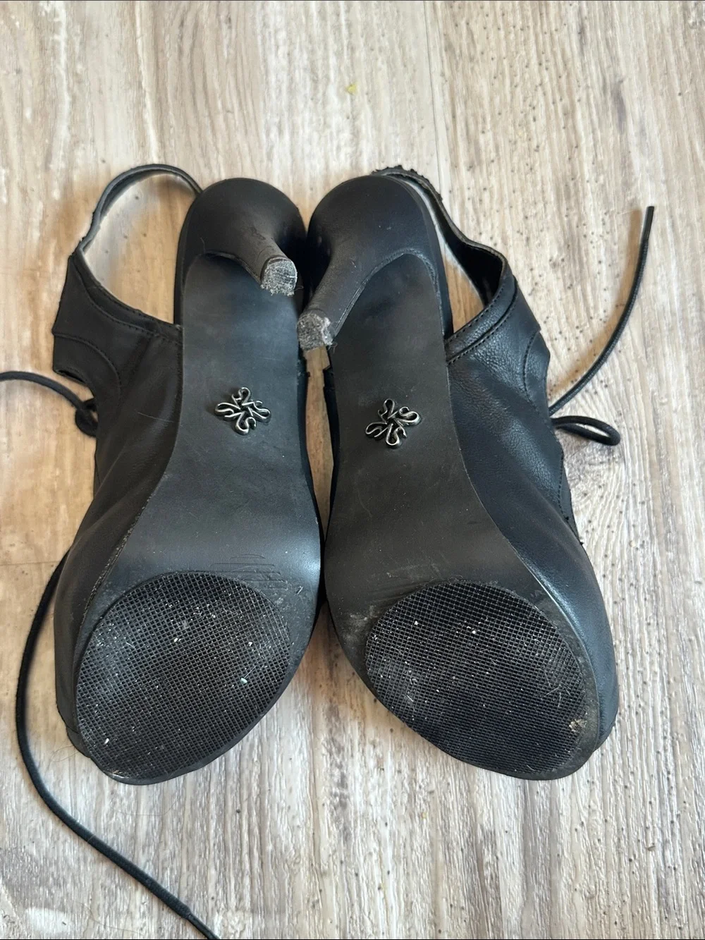 Simply Vera Vera Wang Black Lace-Up Peep-Toe Stiletto Sandals